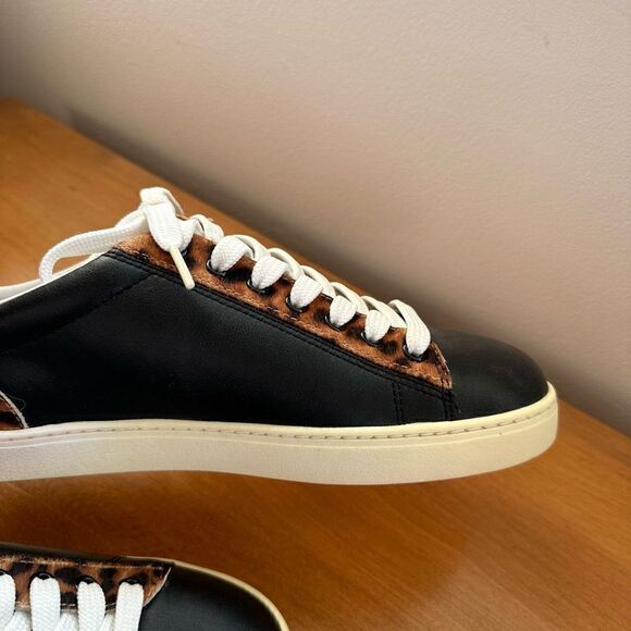 Stuart Weitzman Women’s Livvy Black And Leopard Low Top Lace Up Sneaker - Picture 8 of 16